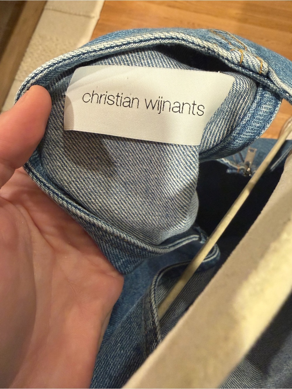 Orig $895 Christian Wijnants Seam Detail Light Blue Denim Midi Dress (Euro 38) - Picture 2 of 6